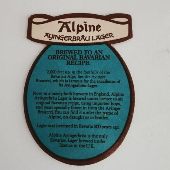 Vintage Alpine Lager Coaster Beer Drink Mat 2-Sided Bavarian Ayingerbrau 2-Sided - Picture 3 of 4